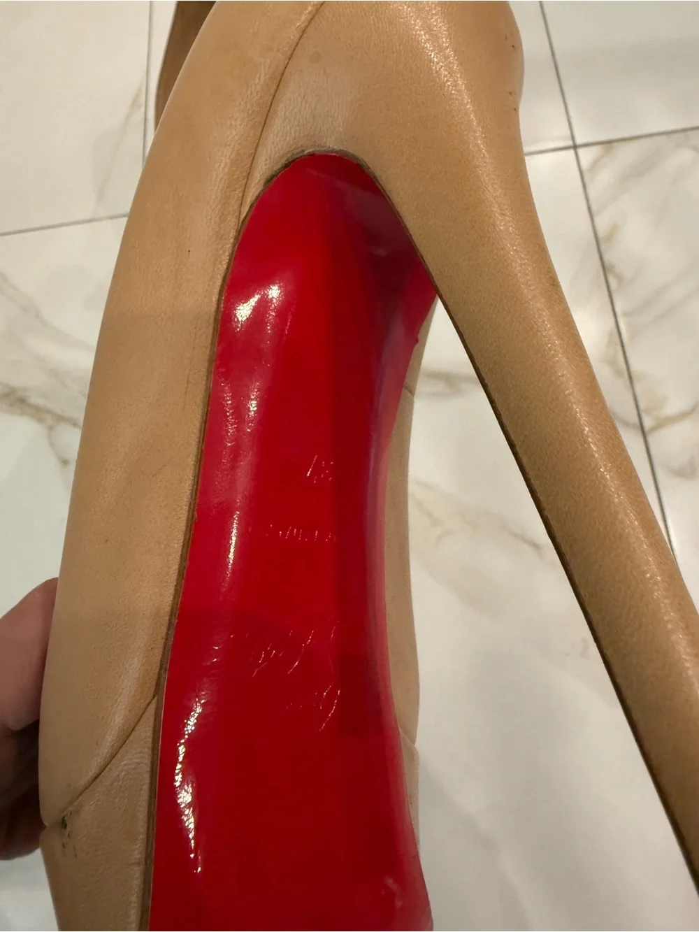 Christian Louboutin Nude Tan Platform Pumps